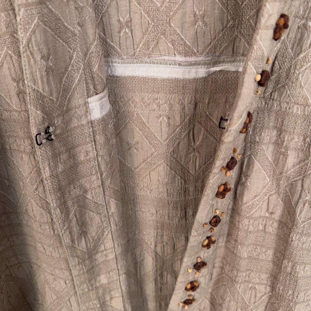 Soft Surroundings Cardigan Sweater Womens 1X Plus Beige Jewel Button Geometric - Picture 5 of 13